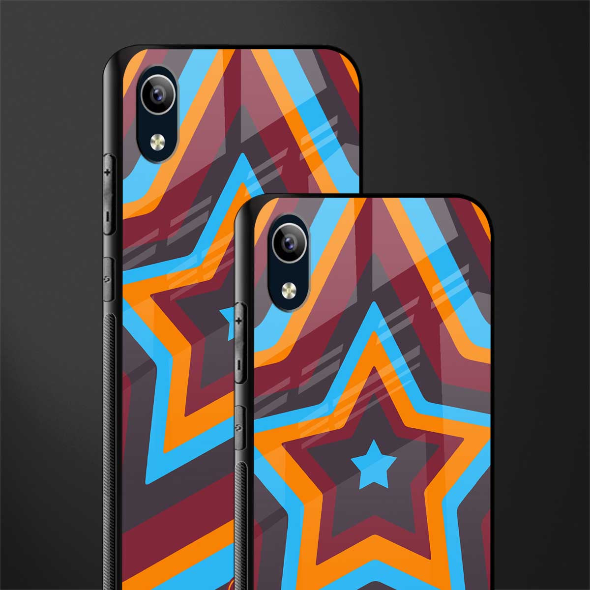 y2k red blue stars glass case for vivo y1s without fingerprint image-2