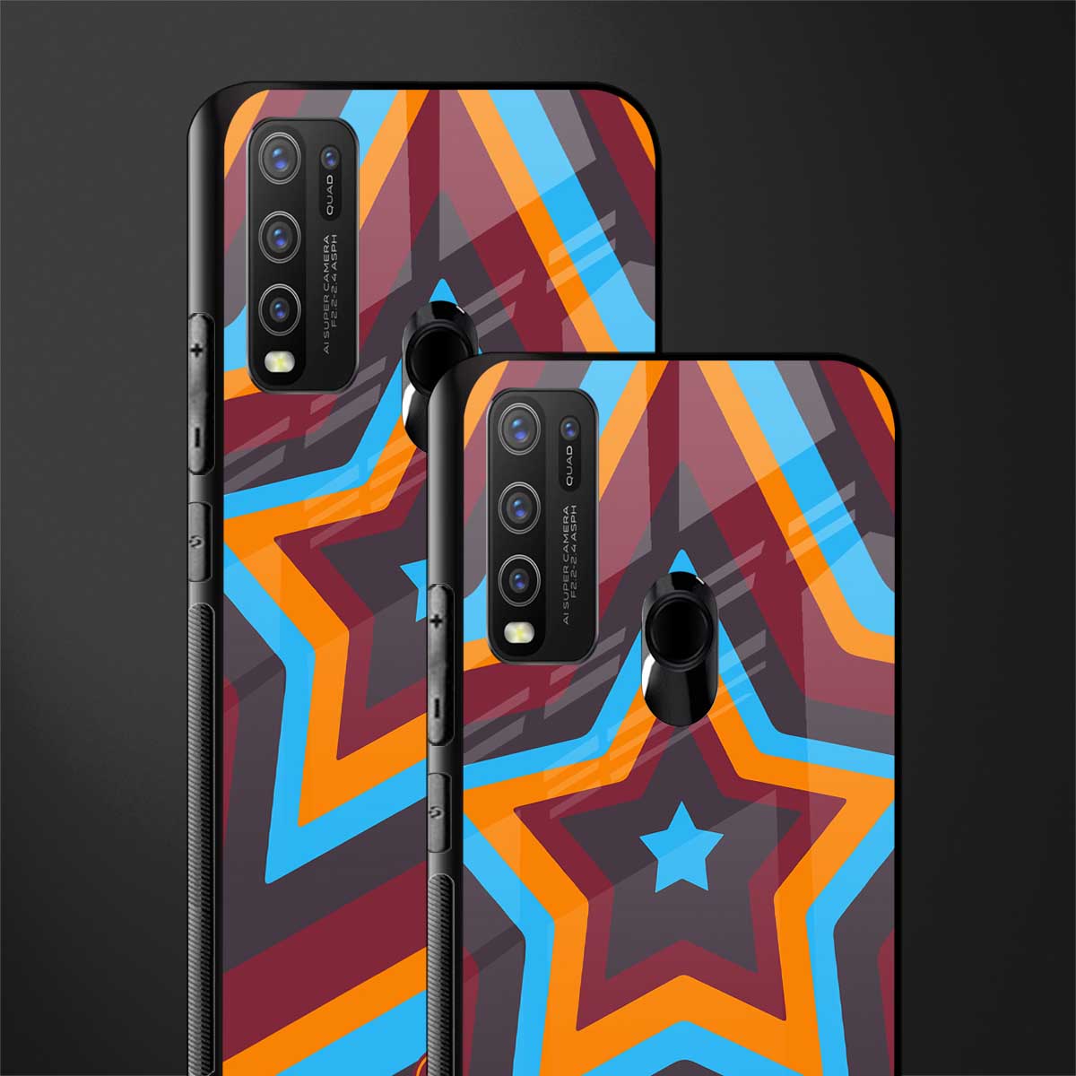 y2k red blue stars glass case for vivo y30 image-2
