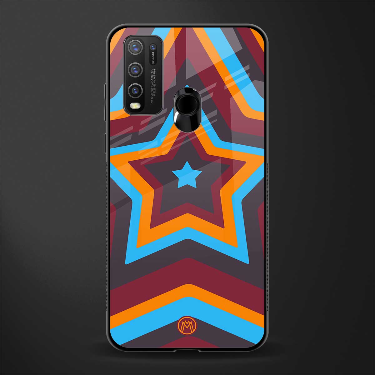 y2k red blue stars glass case for vivo y30 image