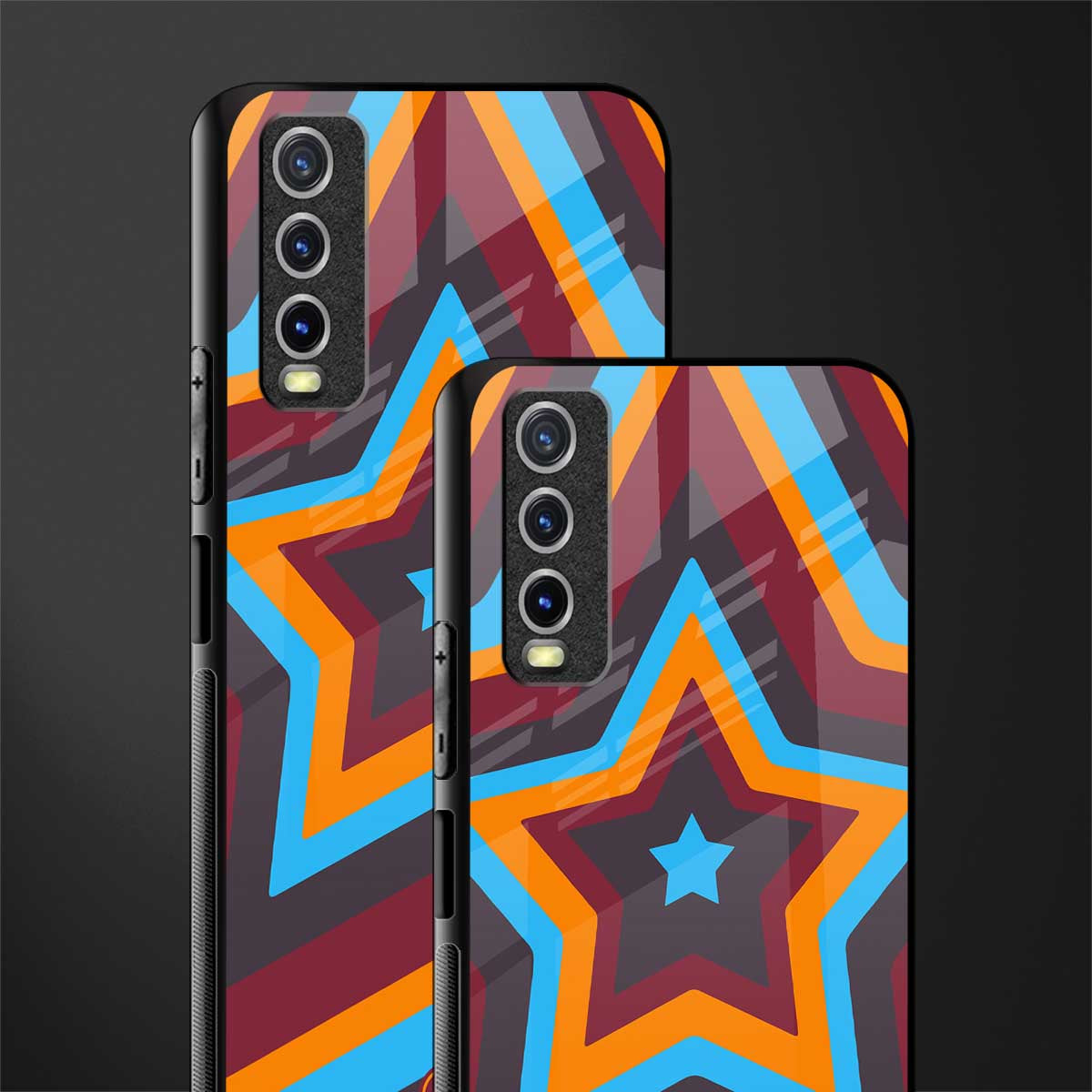 y2k red blue stars glass case for vivo y12g image-2