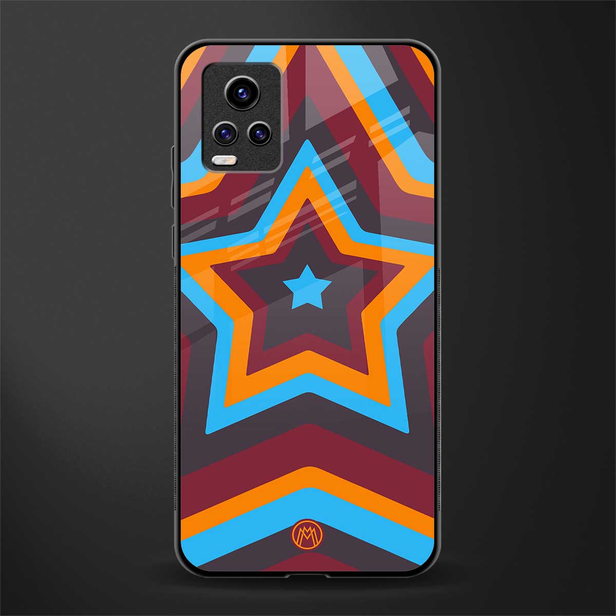 y2k red blue stars glass case for vivo v20 image