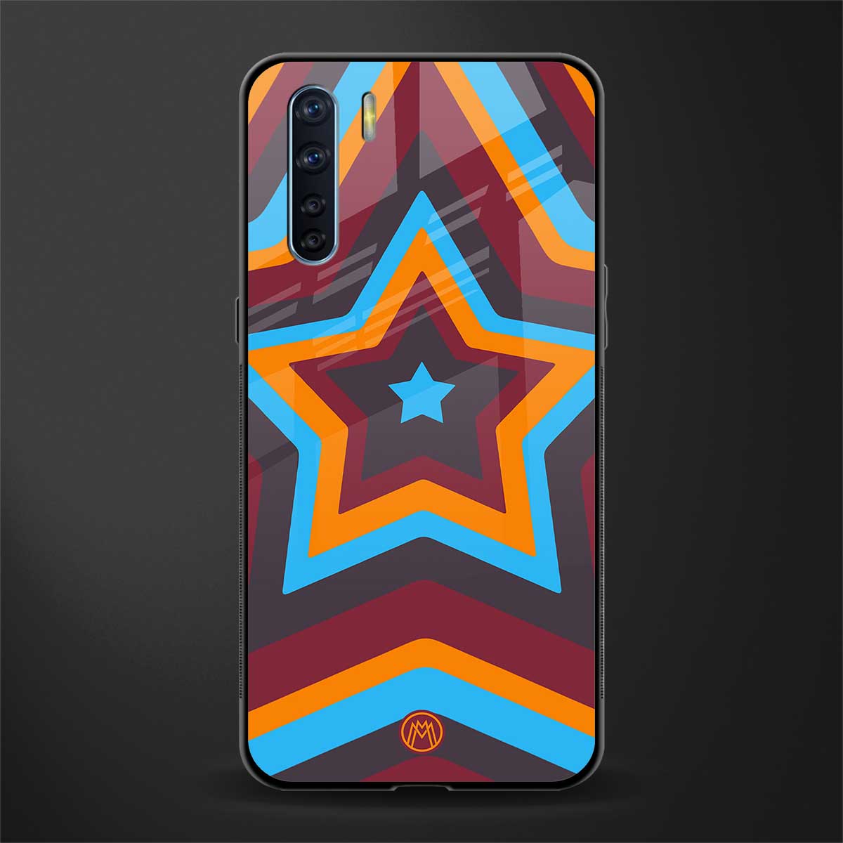 y2k red blue stars glass case for oppo f15 image