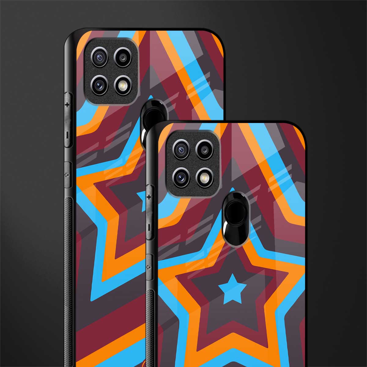y2k red blue stars glass case for oppo a15s image-2