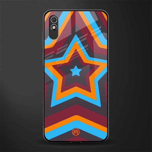 y2k red blue stars glass case for redmi 9a image
