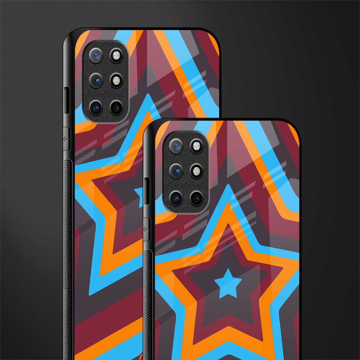 y2k red blue stars glass case for oneplus 8t image-2