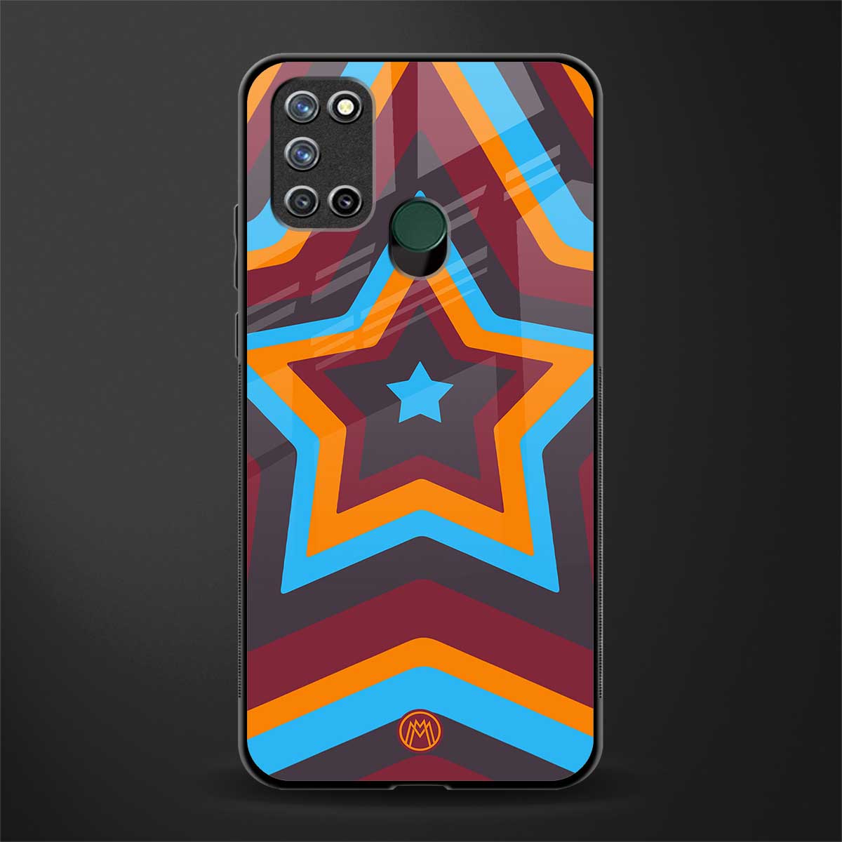 y2k red blue stars glass case for realme 7i image