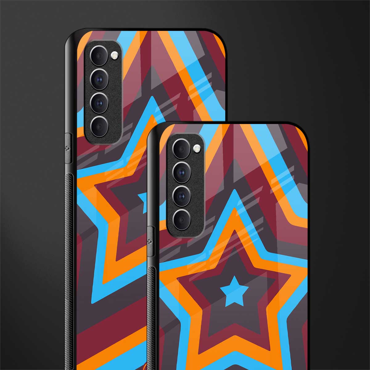 y2k red blue stars glass case for oppo reno 4 pro image-2