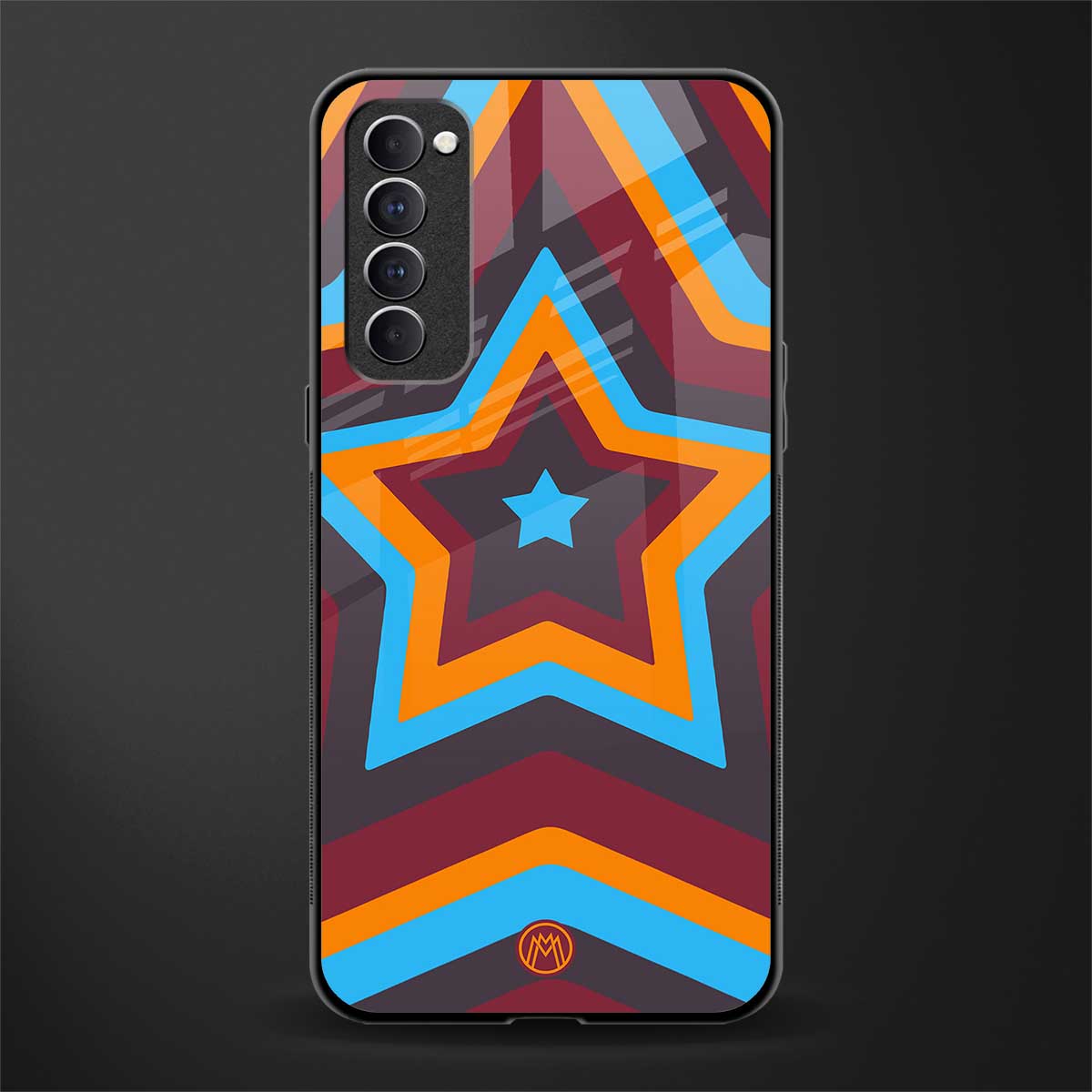 y2k red blue stars glass case for oppo reno 4 pro image