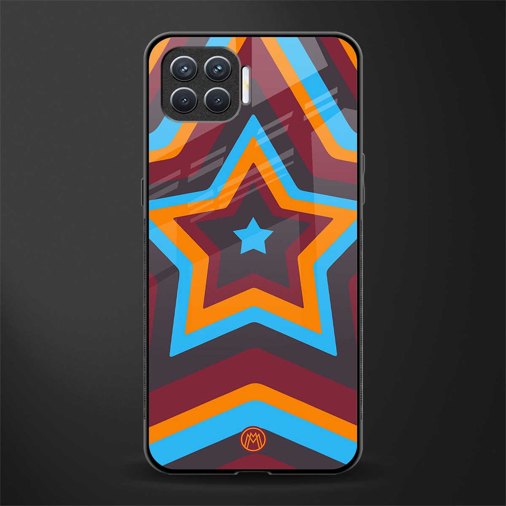 y2k red blue stars glass case for oppo f17 image