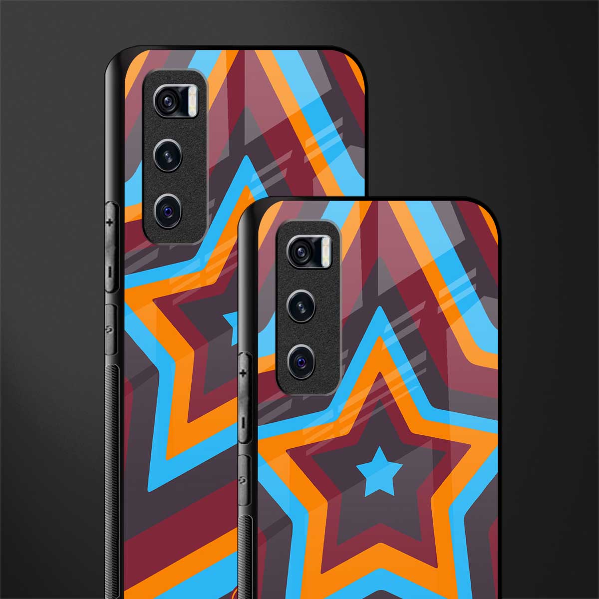 y2k red blue stars glass case for vivo v20 se image-2