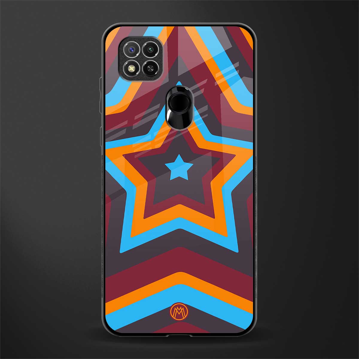 y2k red blue stars glass case for redmi 9c image
