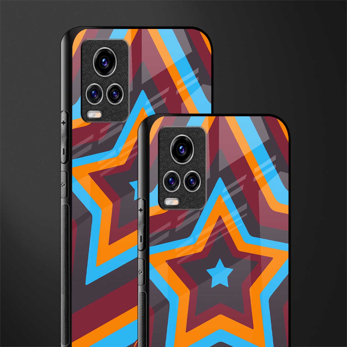 y2k red blue stars glass case for vivo v20 pro image-2