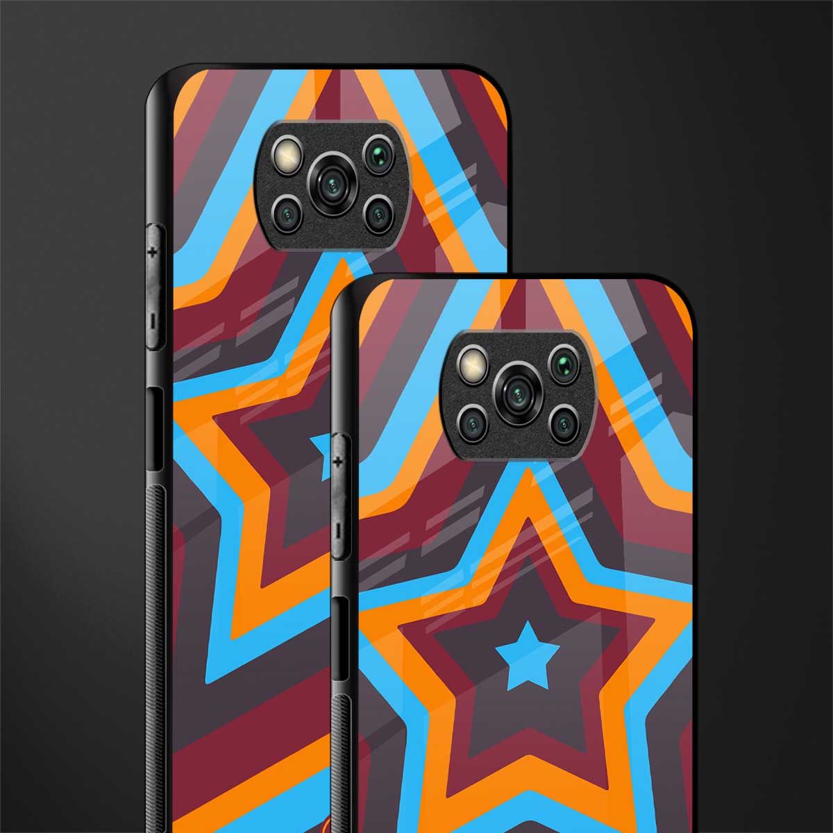 y2k red blue stars glass case for poco x3 pro image-2