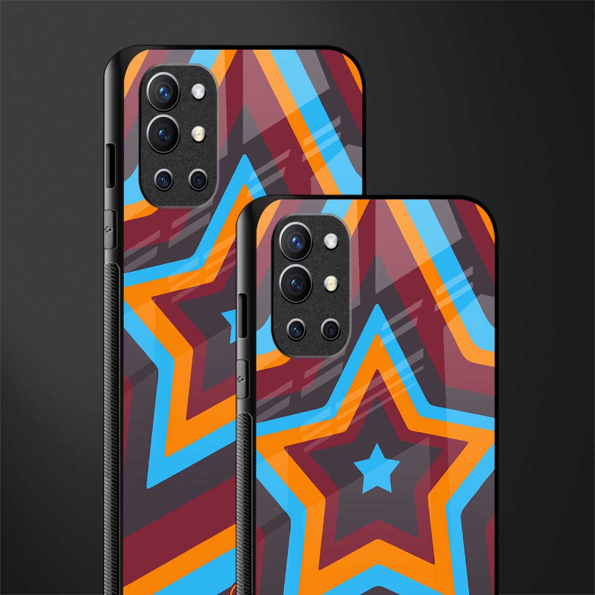 y2k red blue stars glass case for oneplus 9r image-2