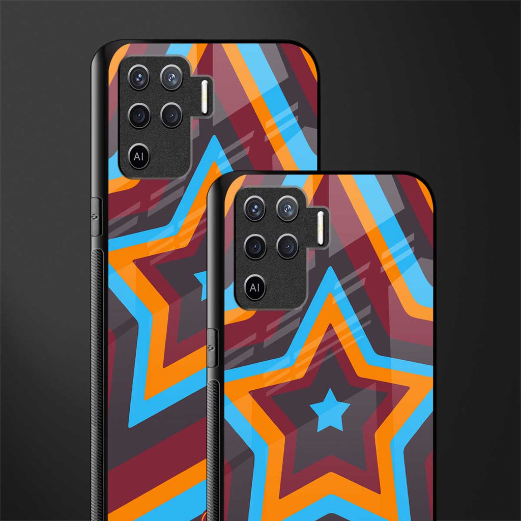 y2k red blue stars glass case for oppo f19 pro image-2