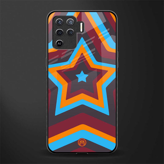 y2k red blue stars glass case for oppo f19 pro image