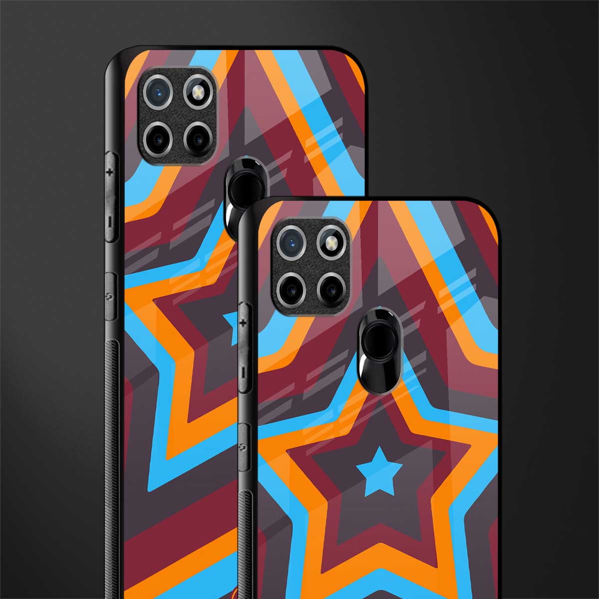 y2k red blue stars glass case for realme c21 image-2
