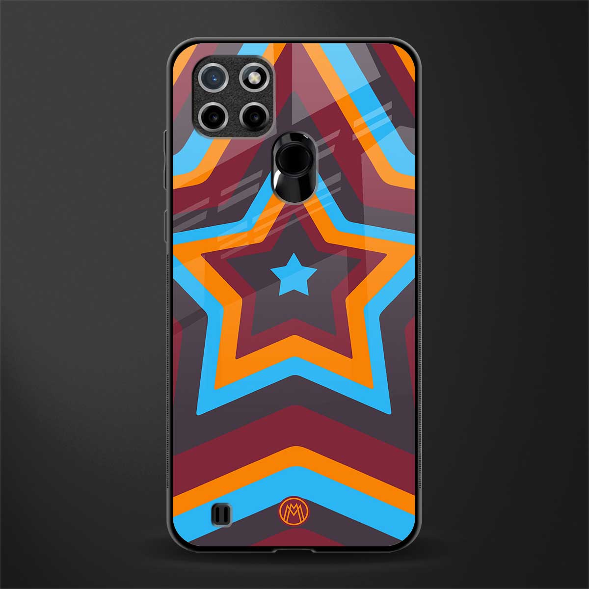 y2k red blue stars glass case for realme c21 image