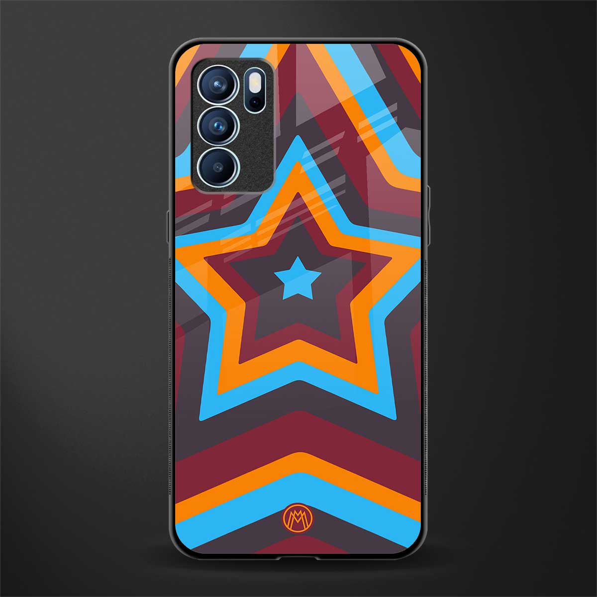 y2k red blue stars glass case for oppo reno6 5g image