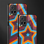 y2k red blue stars glass case for vivo y21s image-2