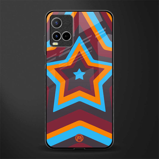 y2k red blue stars glass case for vivo y21a image