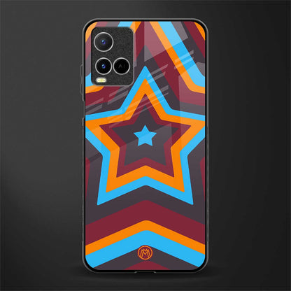 y2k red blue stars glass case for vivo y33s vivo y33t image