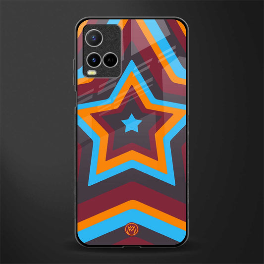 y2k red blue stars glass case for vivo y33s vivo y33t image