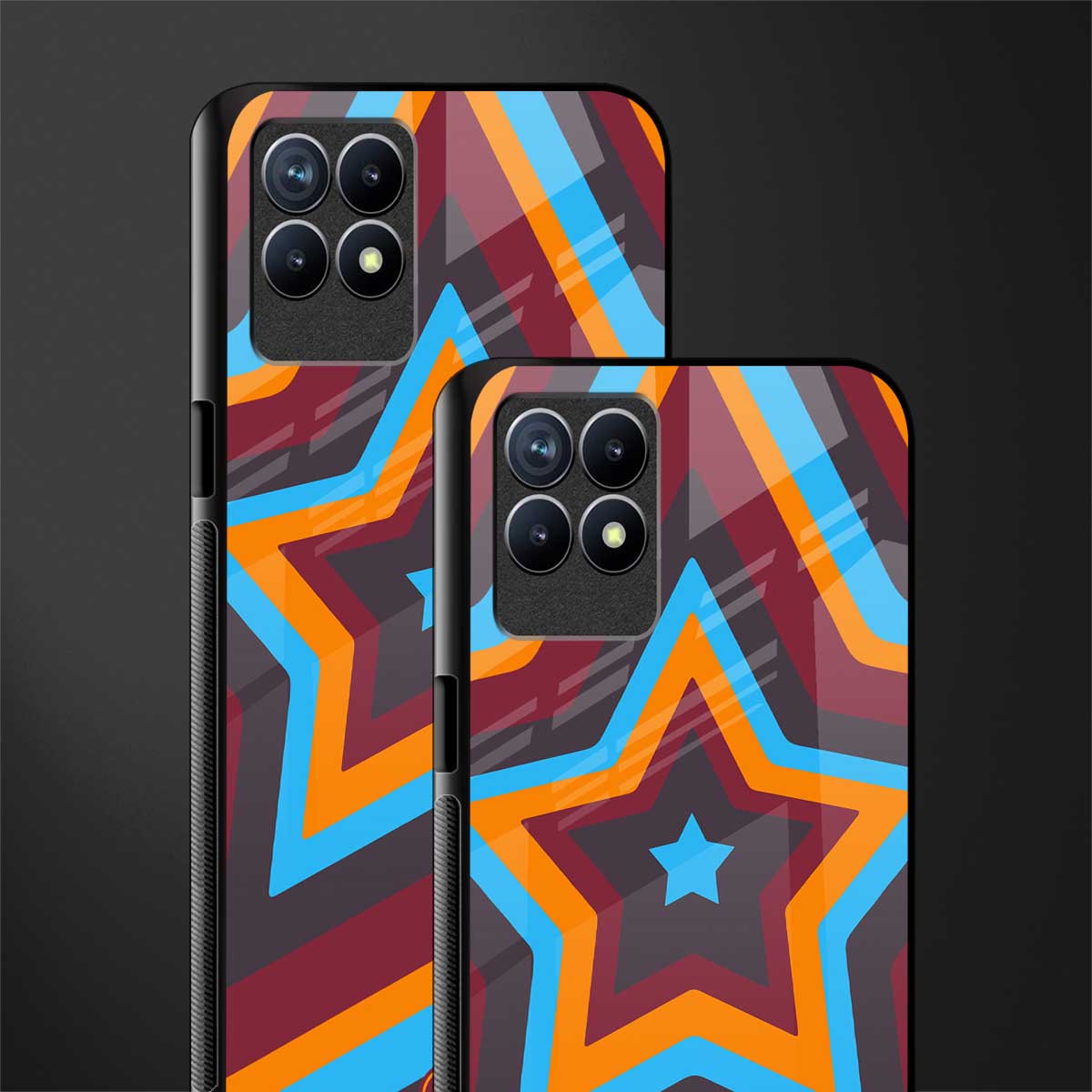 y2k red blue stars glass case for realme 8i image-2