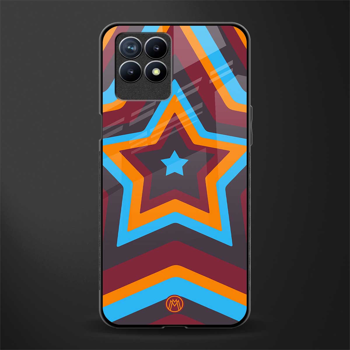 y2k red blue stars glass case for realme narzo 50 image
