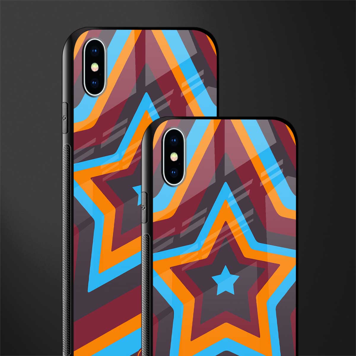 y2k red blue stars glass case for iphone xs max image-2