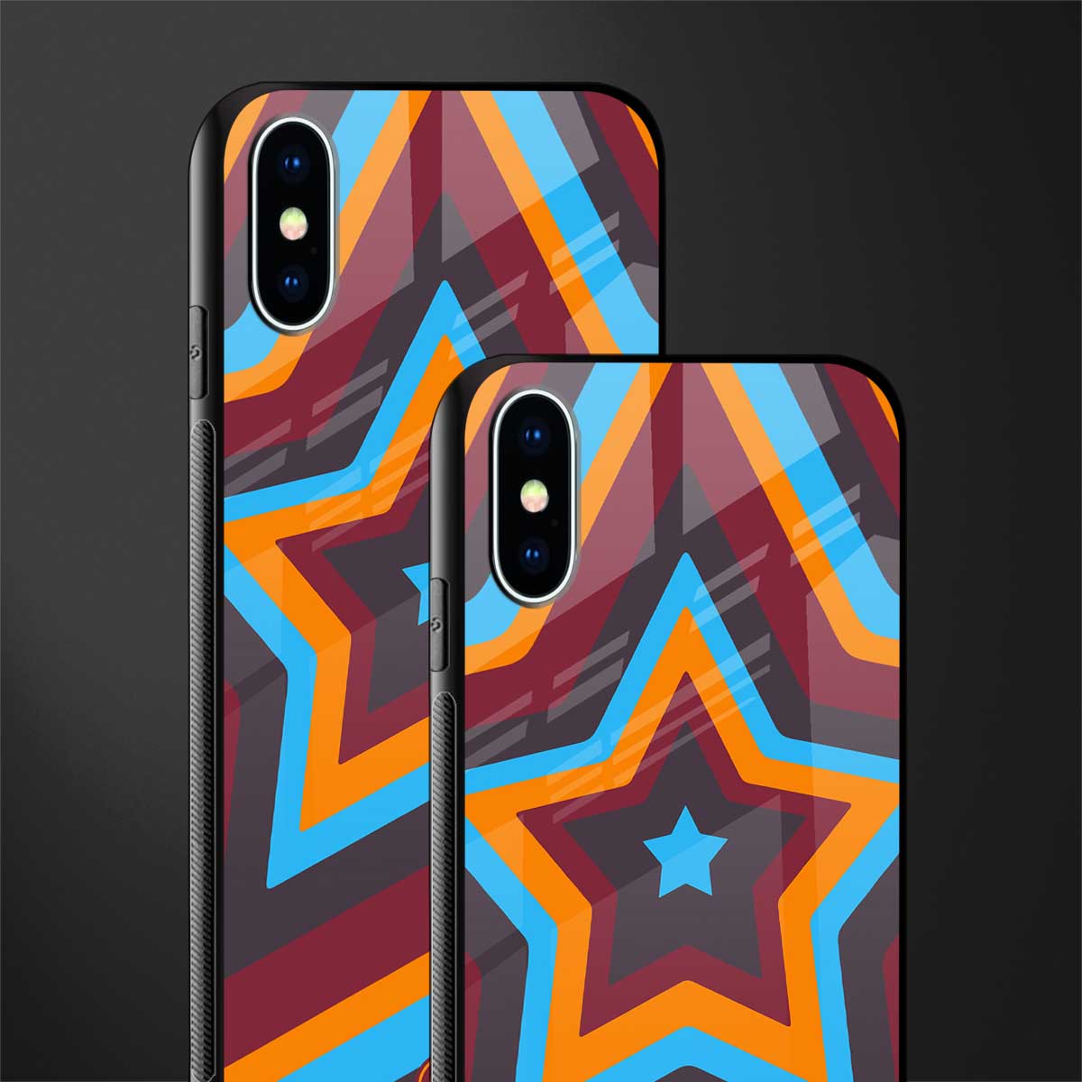 y2k red blue stars glass case for iphone x image-2