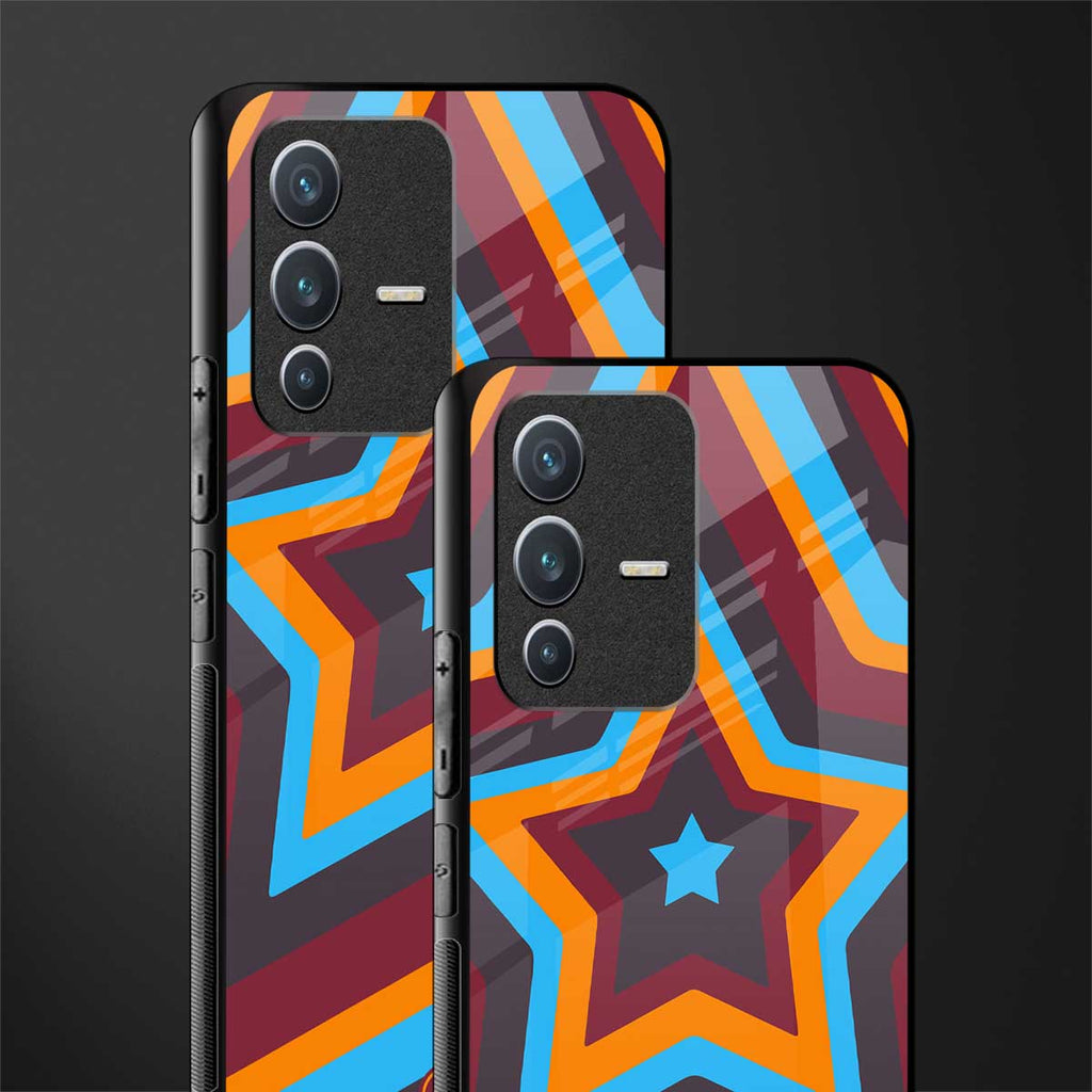 y2k red blue stars glass case for vivo v23 5g image-2