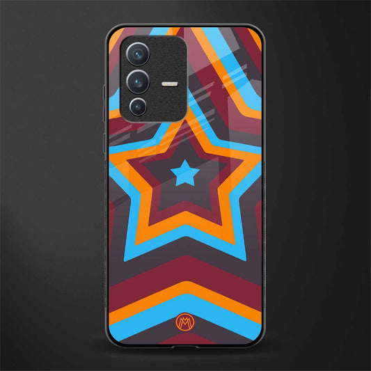 y2k red blue stars glass case for vivo v23 5g image