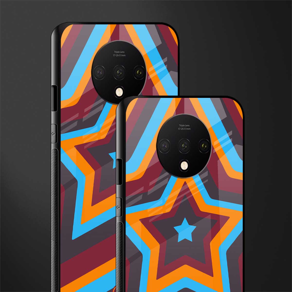 y2k red blue stars glass case for oneplus 7t image-2