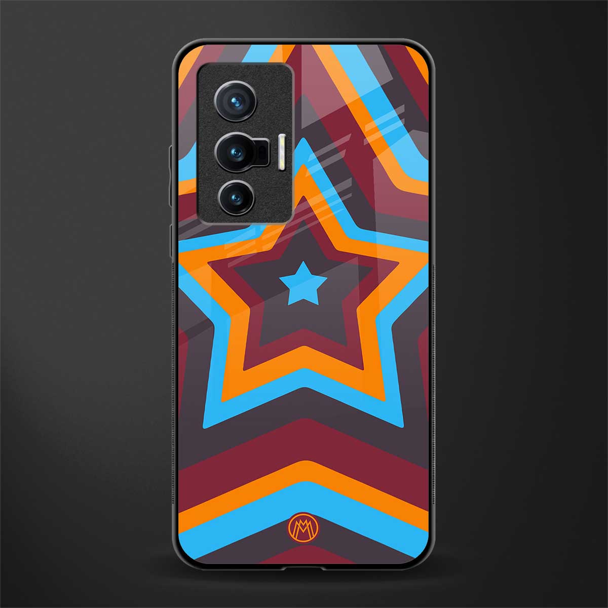 y2k red blue stars glass case for vivo x70 image