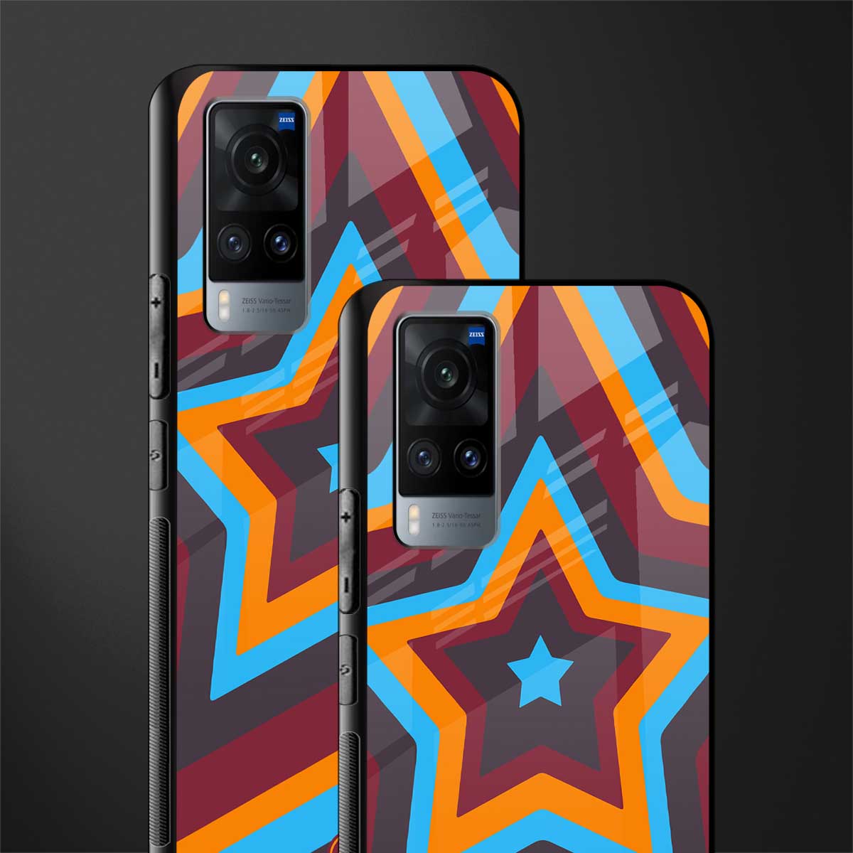 y2k red blue stars glass case for vivo x60 image-2