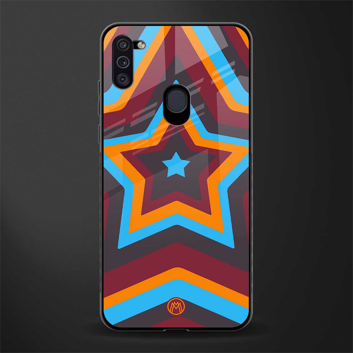 y2k red blue stars glass case for samsung galaxy m11 image