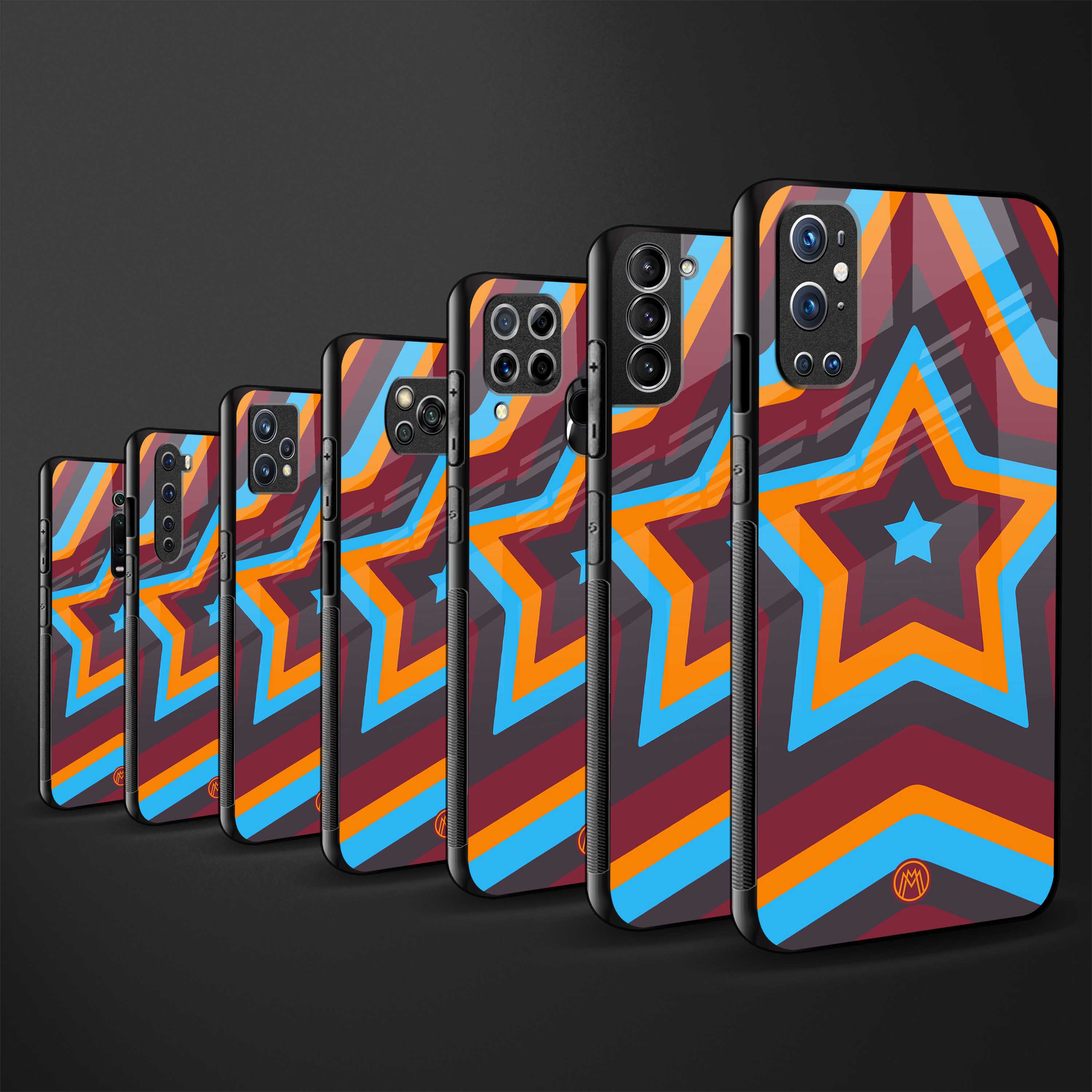 y2k red blue stars glass case for redmi 9 power image-3