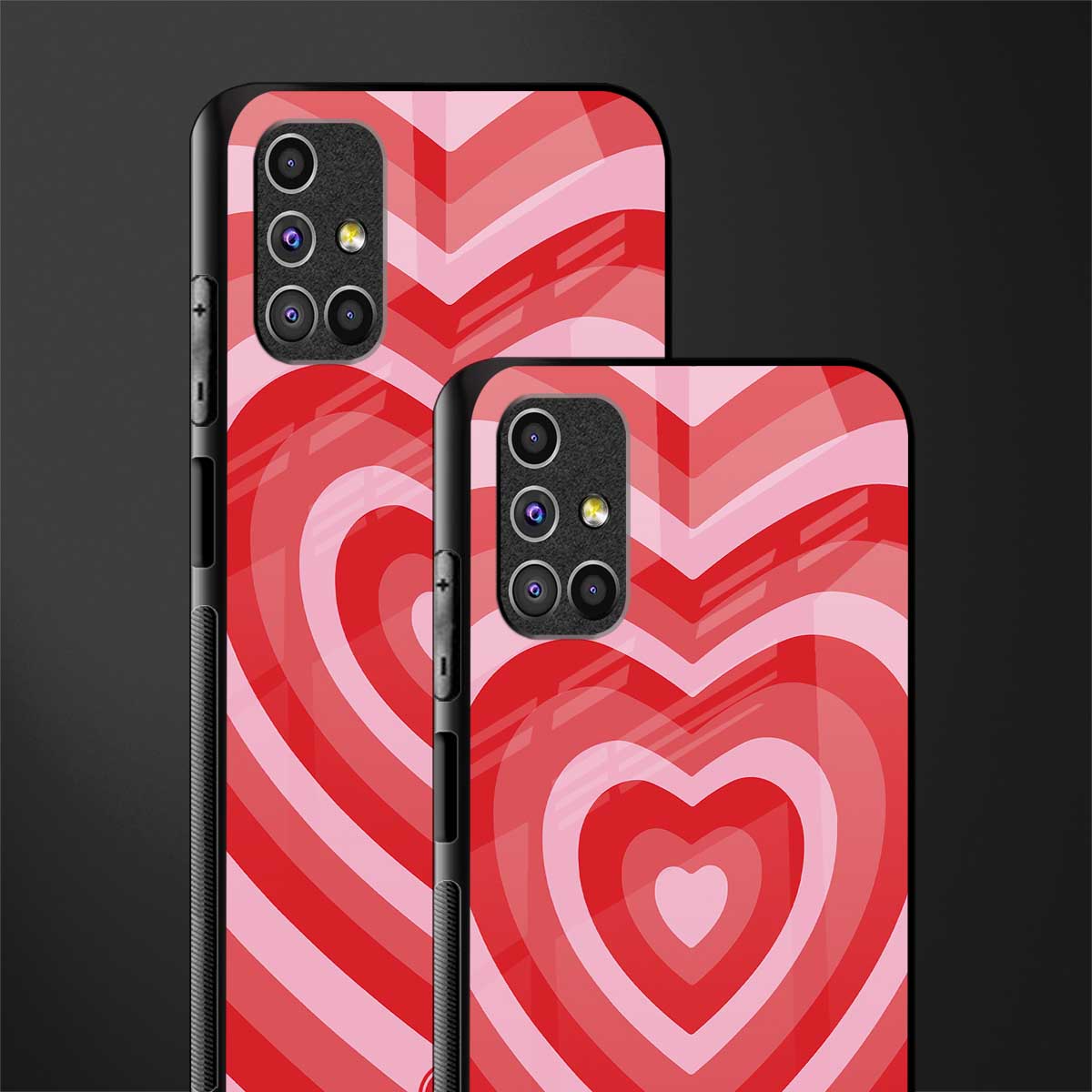 y2k red hearts aesthetic glass case for samsung galaxy m51 image-2