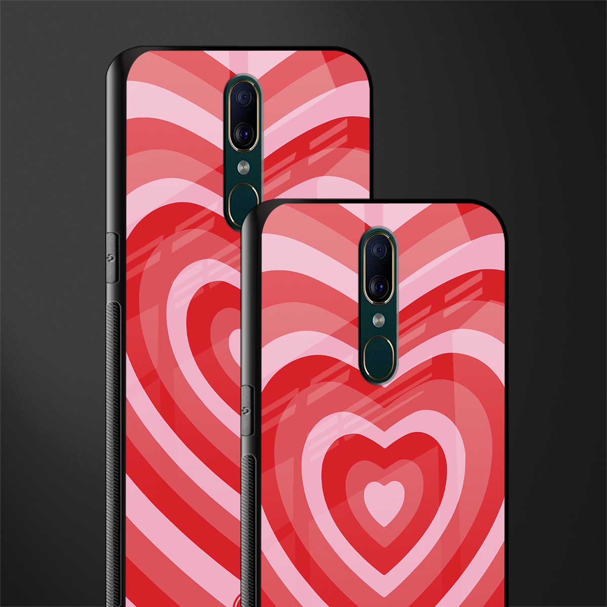 y2k red hearts aesthetic glass case for oppo a9 image-2