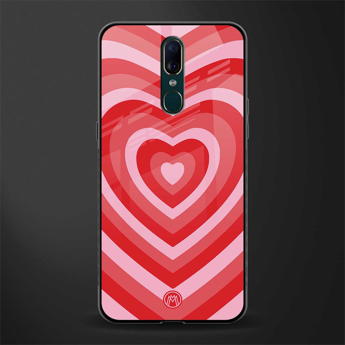 y2k red hearts aesthetic glass case for oppo a9 image