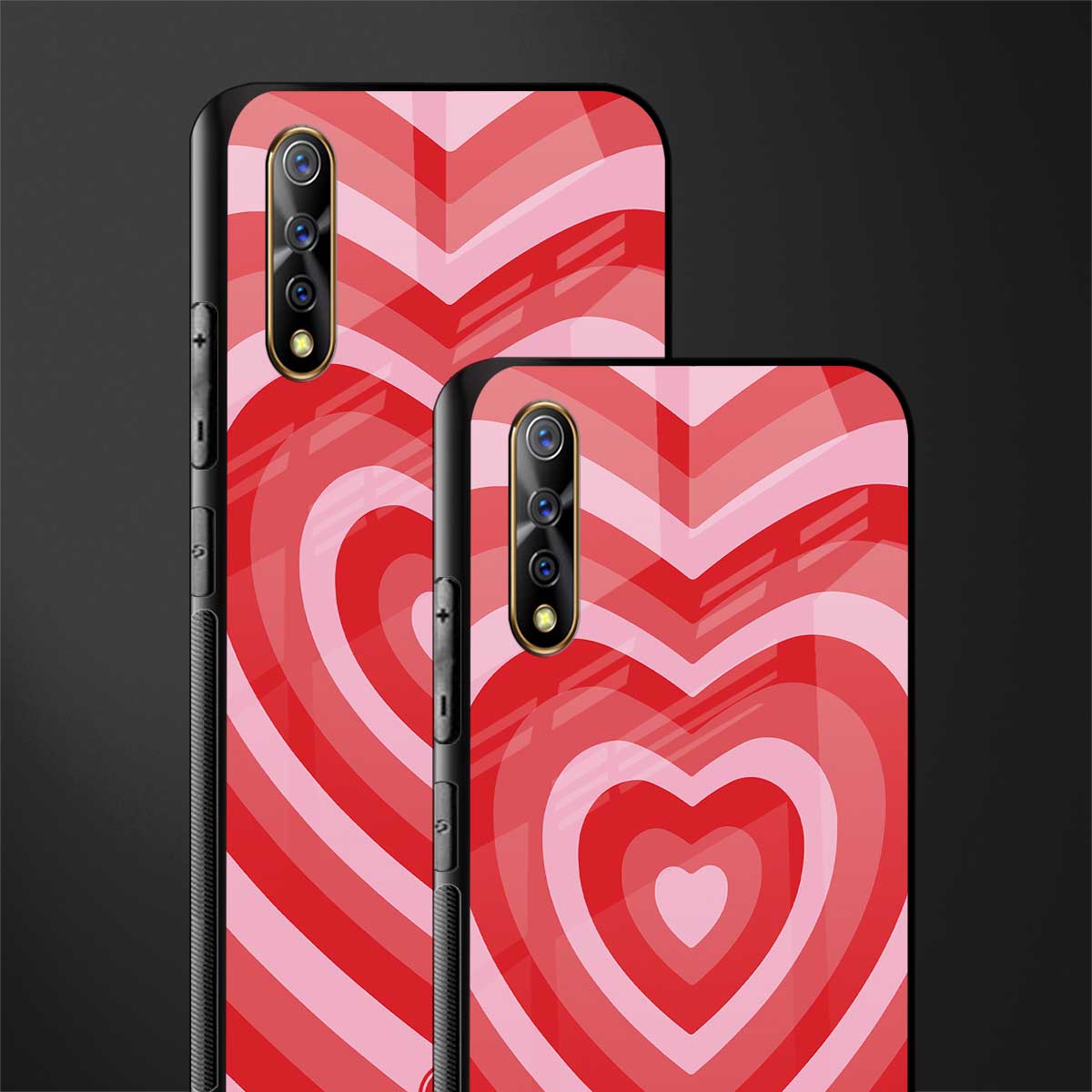 y2k red hearts aesthetic glass case for vivo s1 image-2