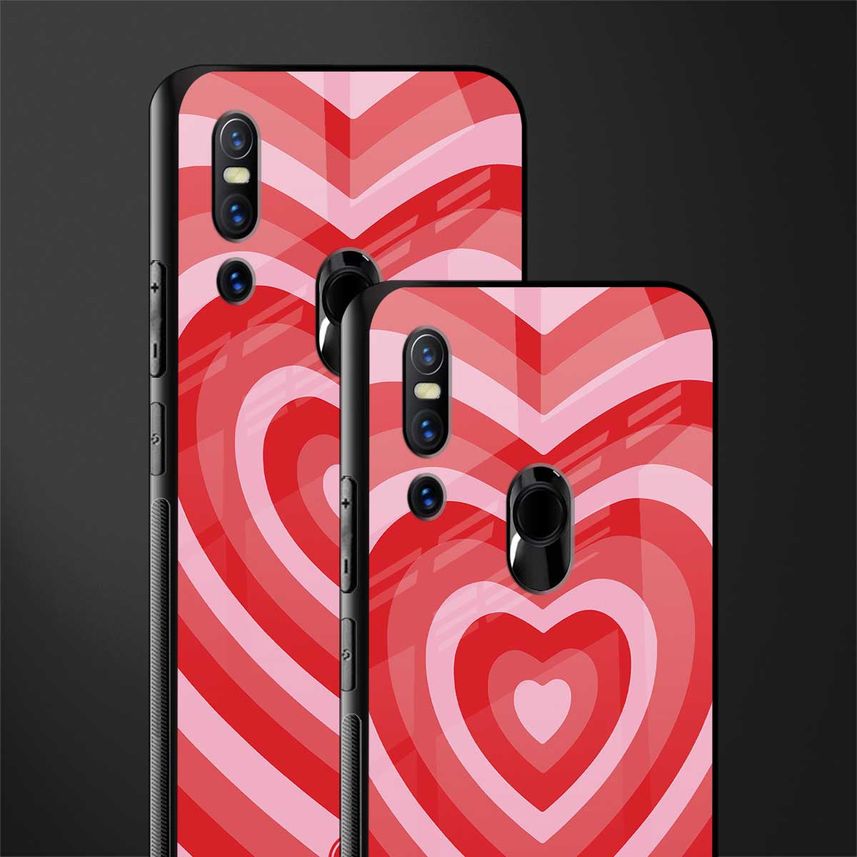 y2k red hearts aesthetic glass case for vivo v15 image-2