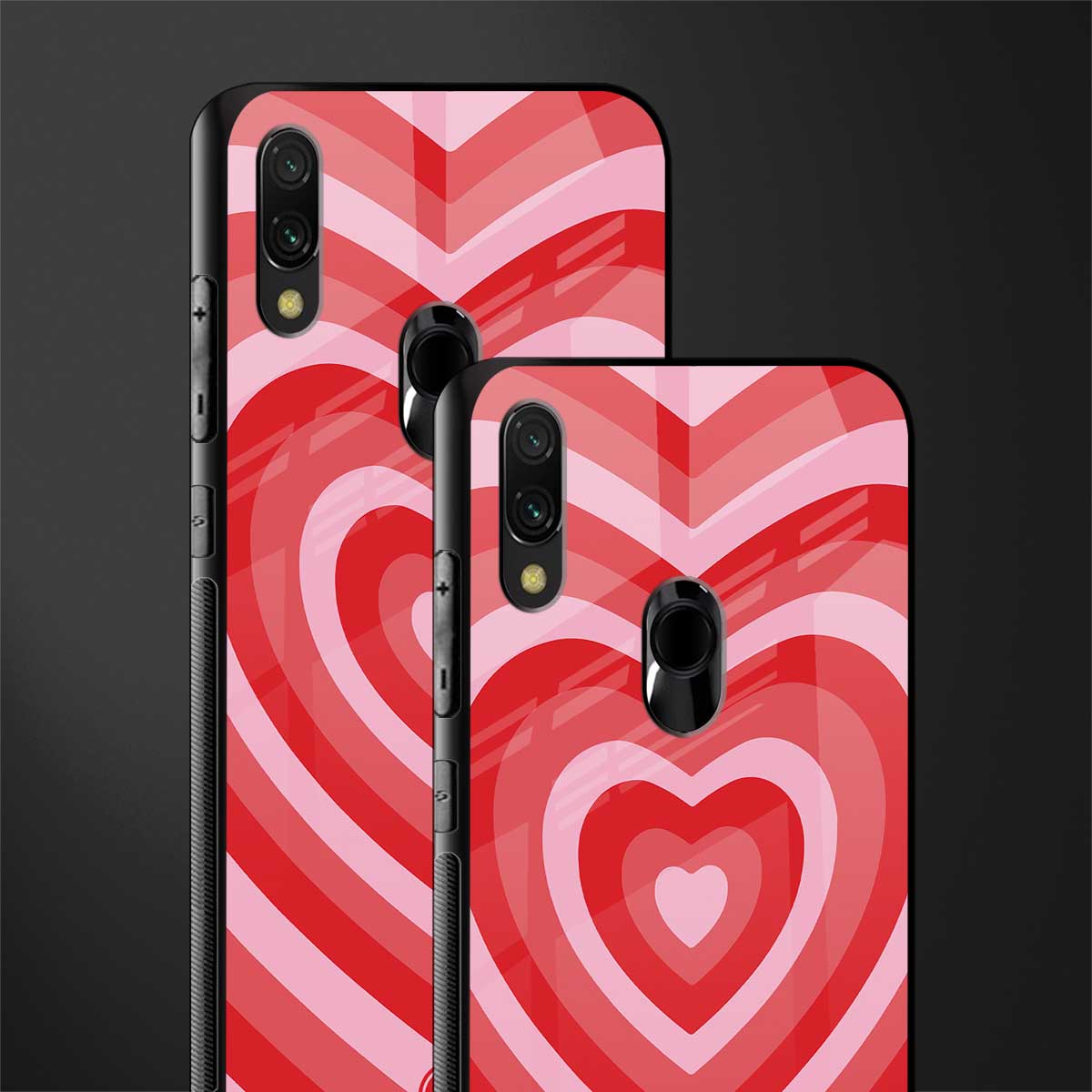 y2k red hearts aesthetic glass case for redmi note 7 image-2