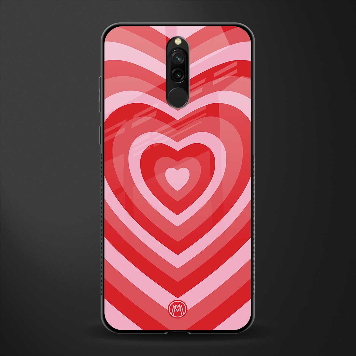 y2k red hearts aesthetic glass case for redmi 8 image