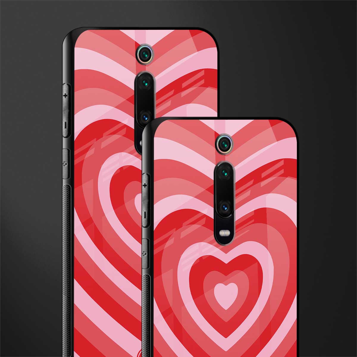 y2k red hearts aesthetic glass case for redmi k20 pro image-2