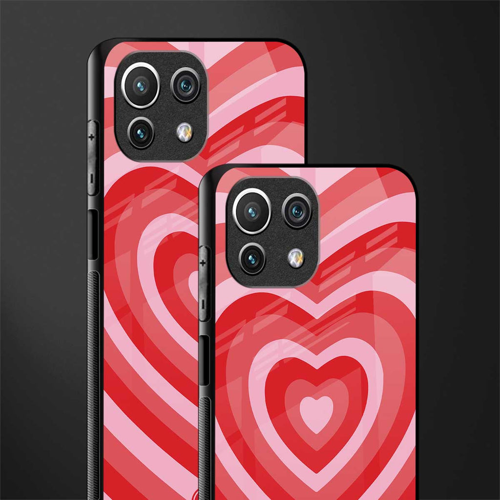 y2k red hearts aesthetic glass case for mi 11 lite image-2