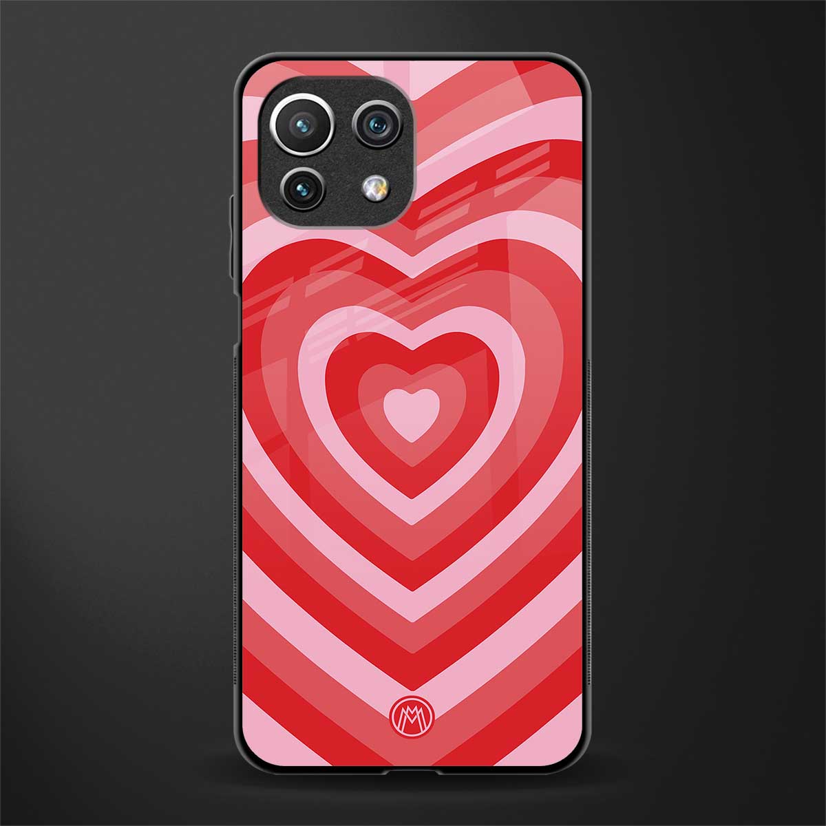 y2k red hearts aesthetic glass case for mi 11 lite image