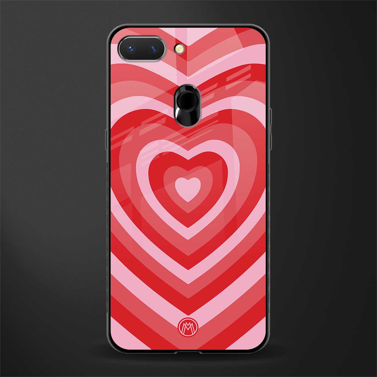 y2k red hearts aesthetic glass case for oppo a5 image
