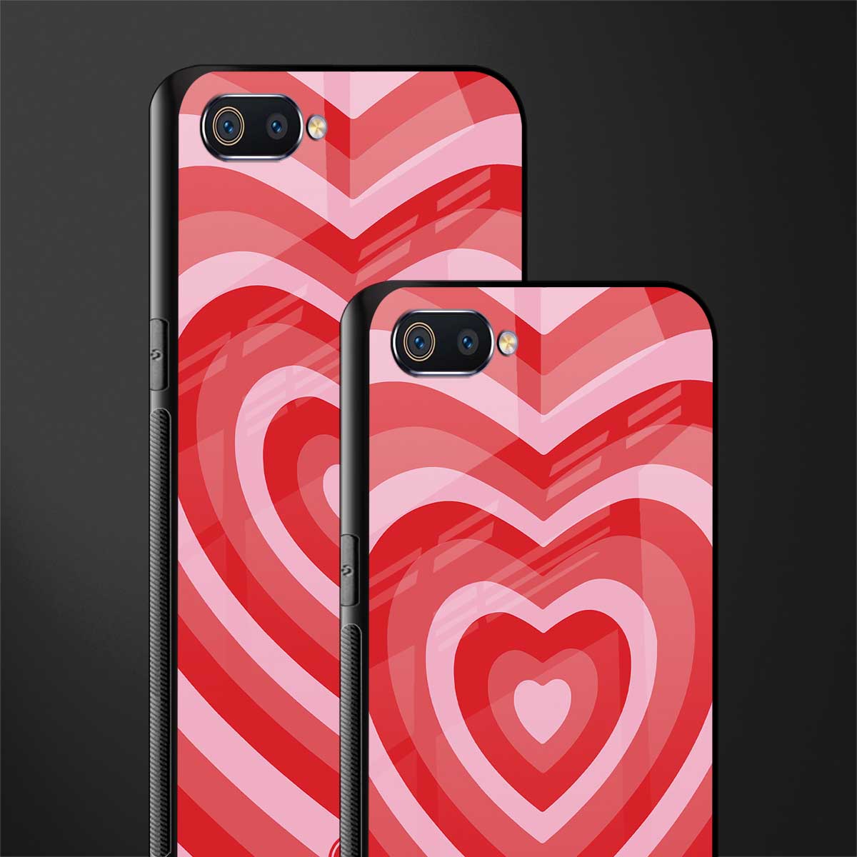 y2k red hearts aesthetic glass case for oppo a1k image-2